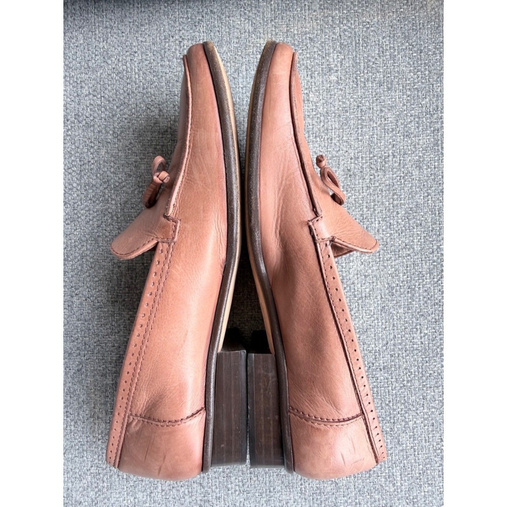 Sesto Meucci Leather Loafers Women 5.5 Tan Good Tassel Made in Italy Brogue - Picture 6 of 8